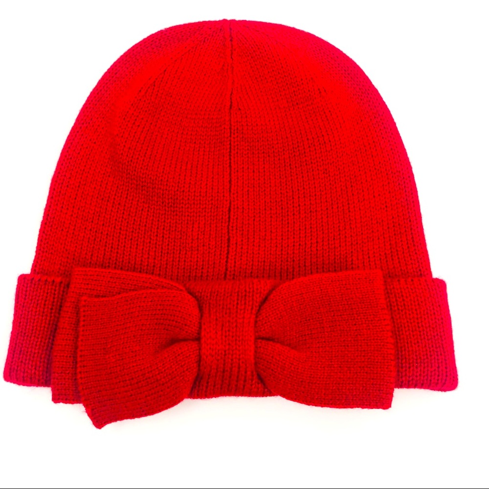NWOT Kate Spade Red Bow Knit Beanie